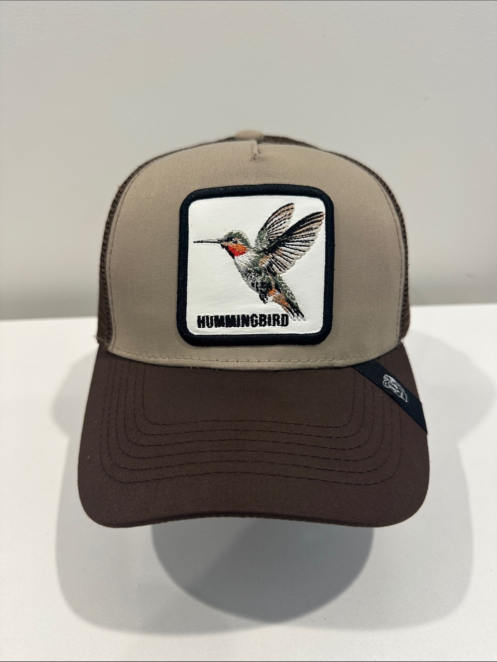 Hummingbird Patch Trucker Hat - Tan and Brown by Hummingbird
